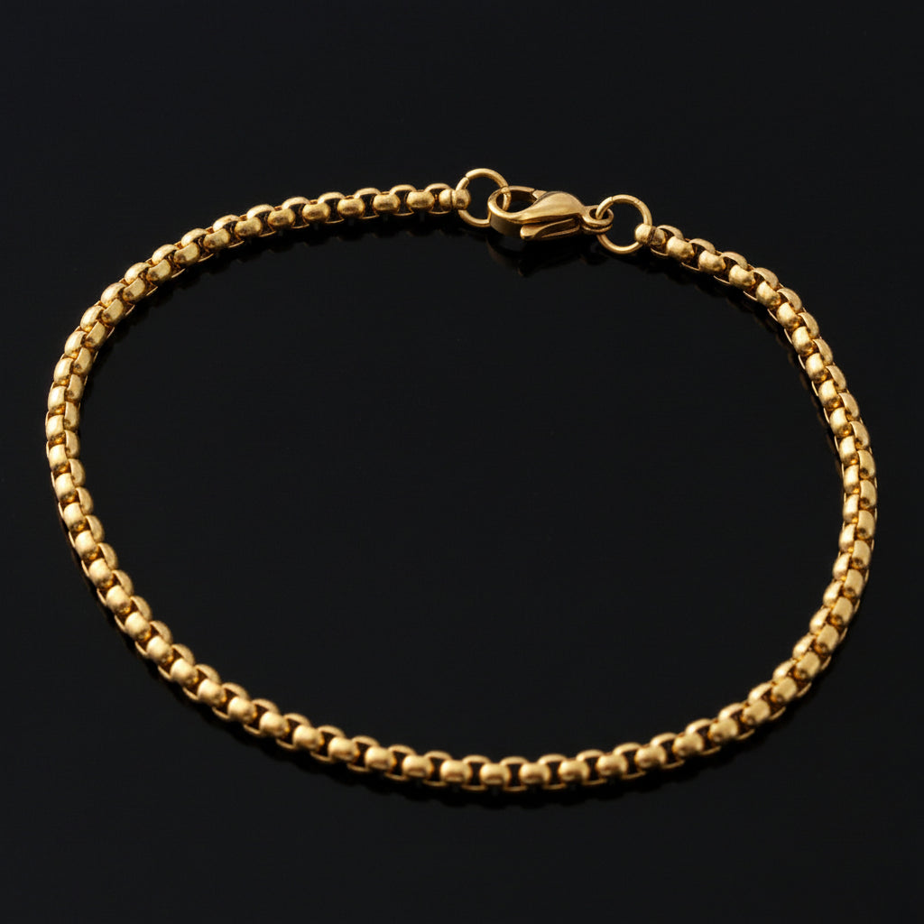 Men's And Women's Stainless Steel Plating Gold Square Pearl Bracelet